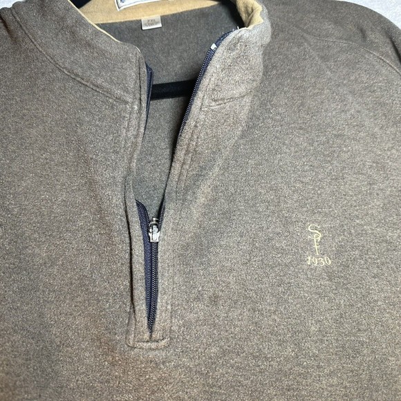 Peter Millar 1/4 Zip Men`s 2XL 100% Cotton Soft Brown Casual Long Sleeve Sweater - Picture 4 of 11